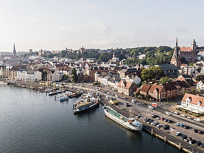 Luftaufnahme vom Flensburger Hafen