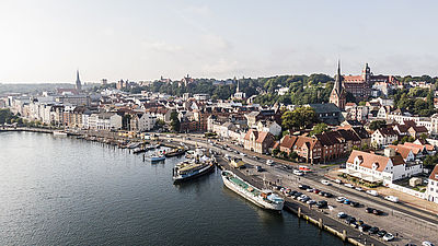 Luftaufnahme vom Flensburger Hafen